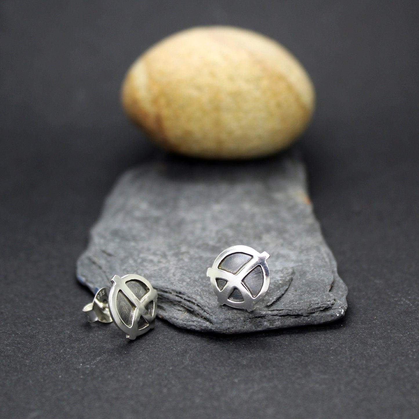 Peace symbol 925 silver earrings