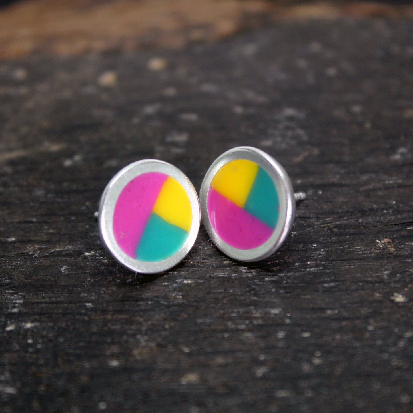 Mark Rothko inspired colored earrings in 925 silver