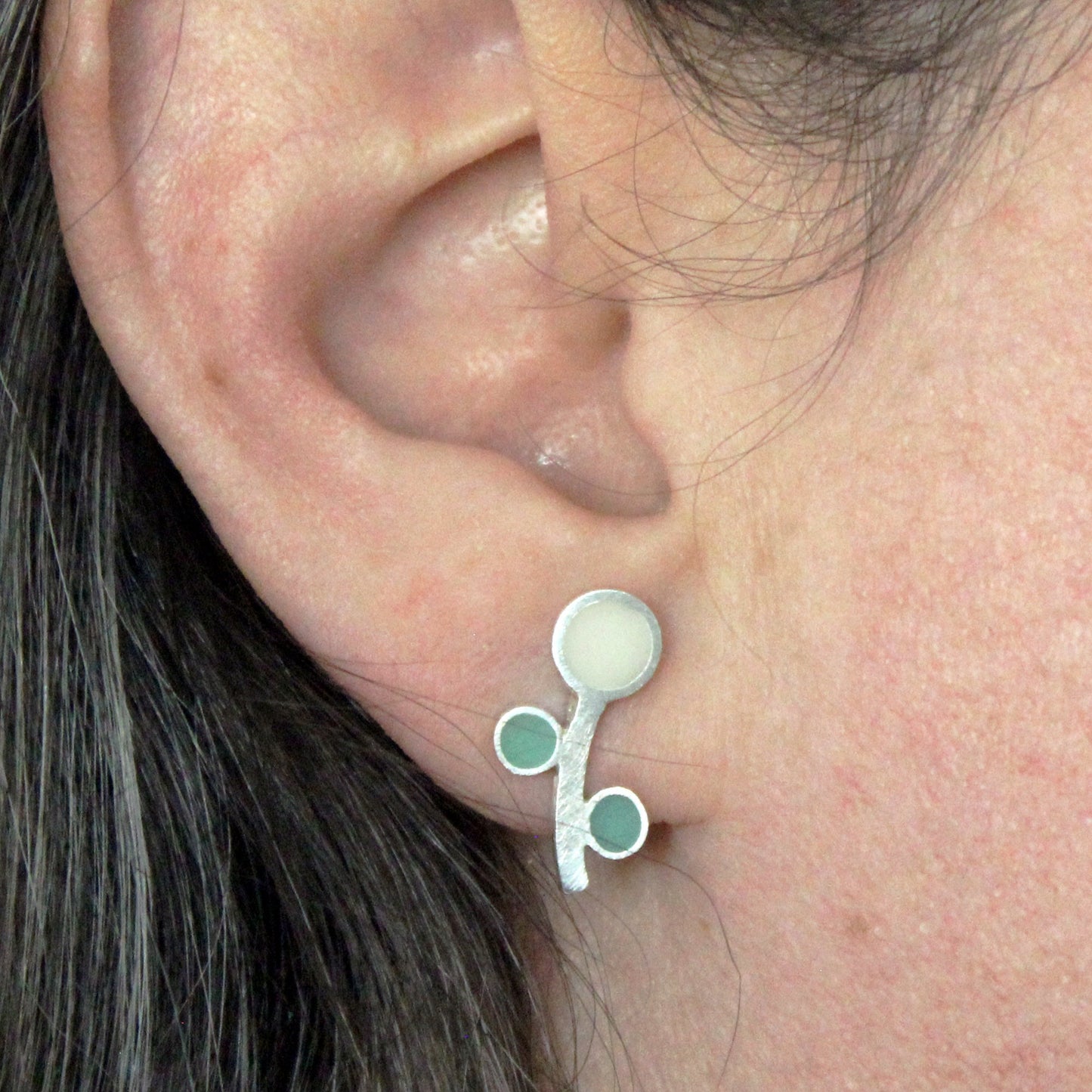 Colored flowers earrings in 925 silver