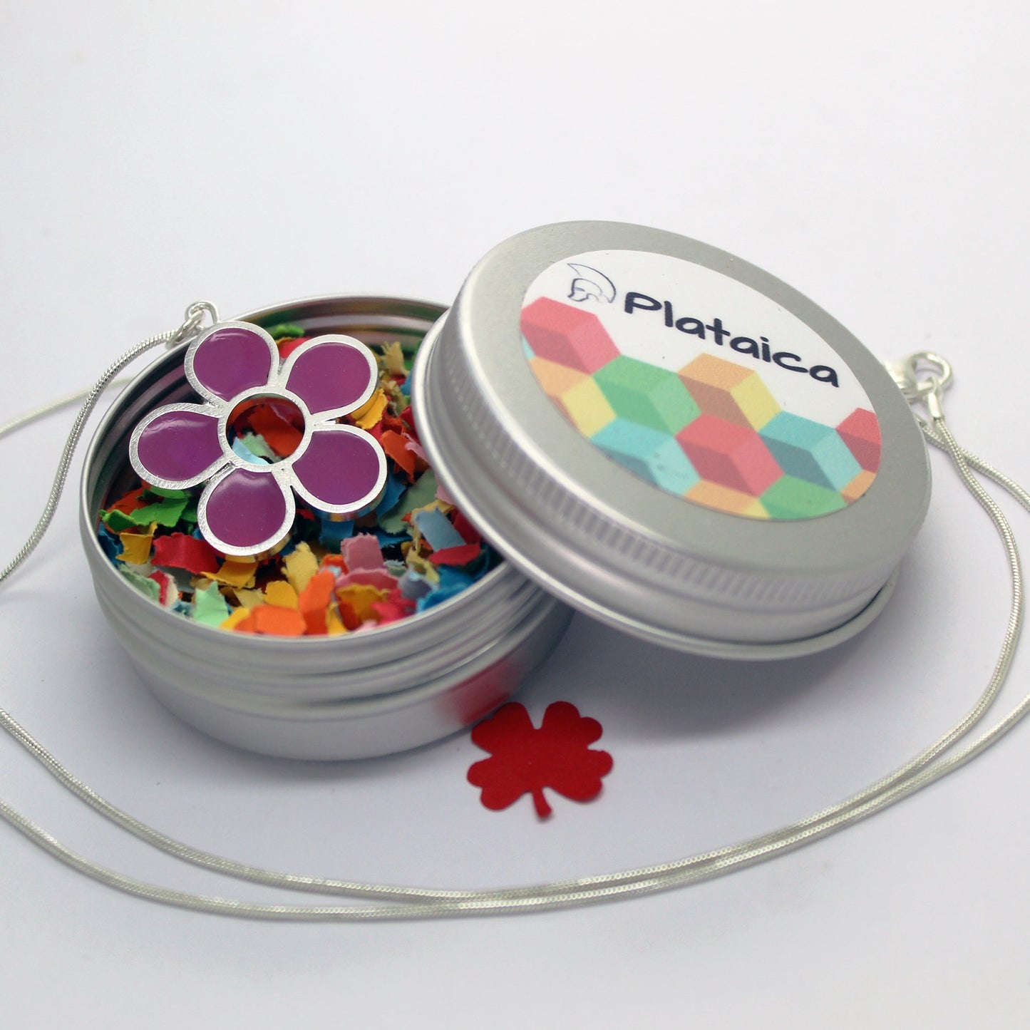 Flor lila colgante de plata 925