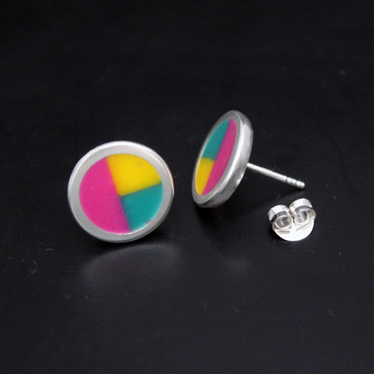 Mark Rothko inspired colored earrings in 925 silver