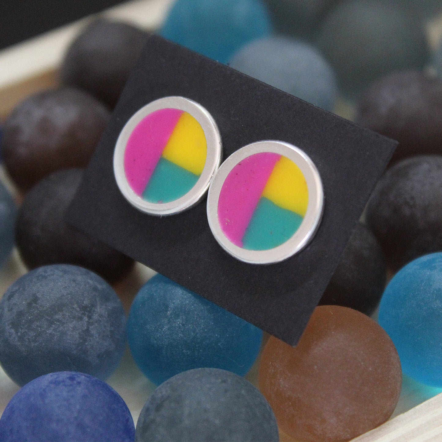 Mark Rothko inspired colored earrings in 925 silver