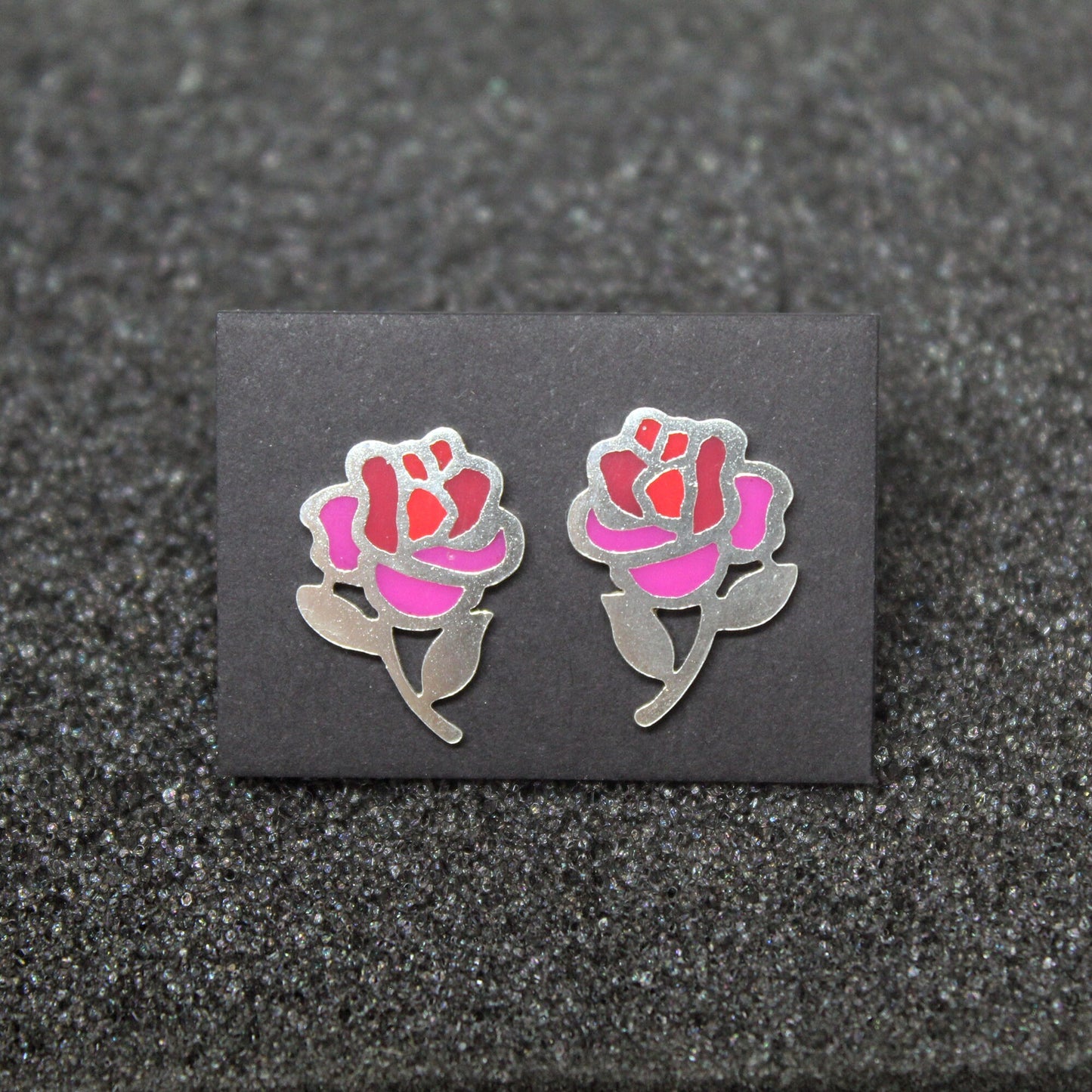 Pendientes Rosas de color en plata 925
