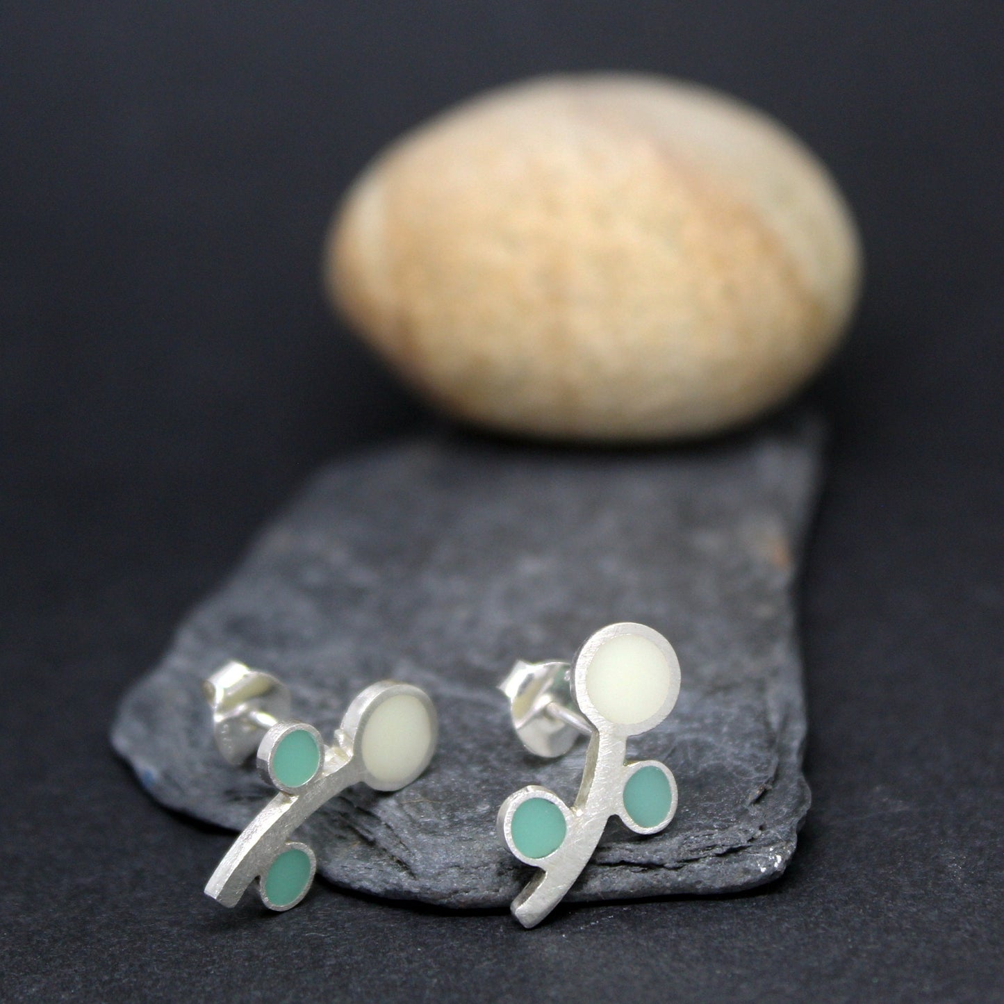 Colored flowers earrings in 925 silver