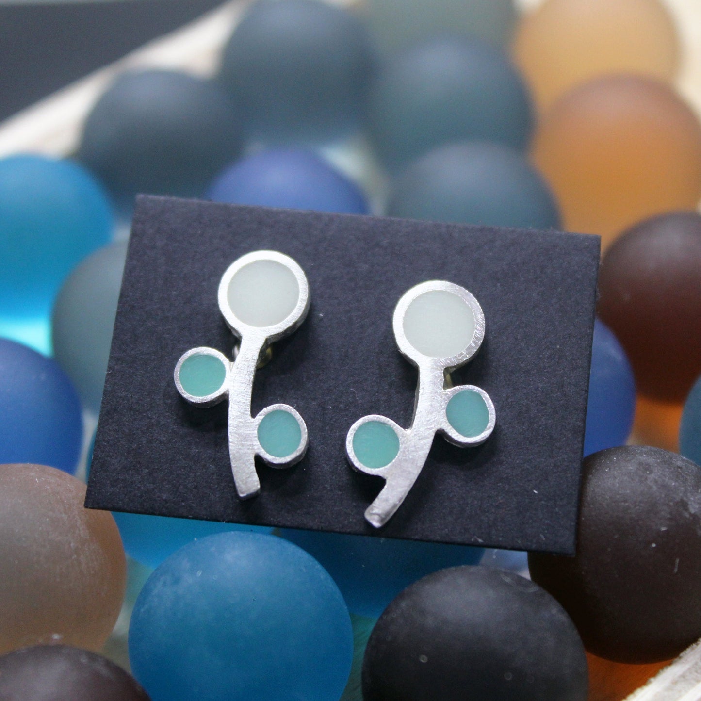 Colored flowers earrings in 925 silver