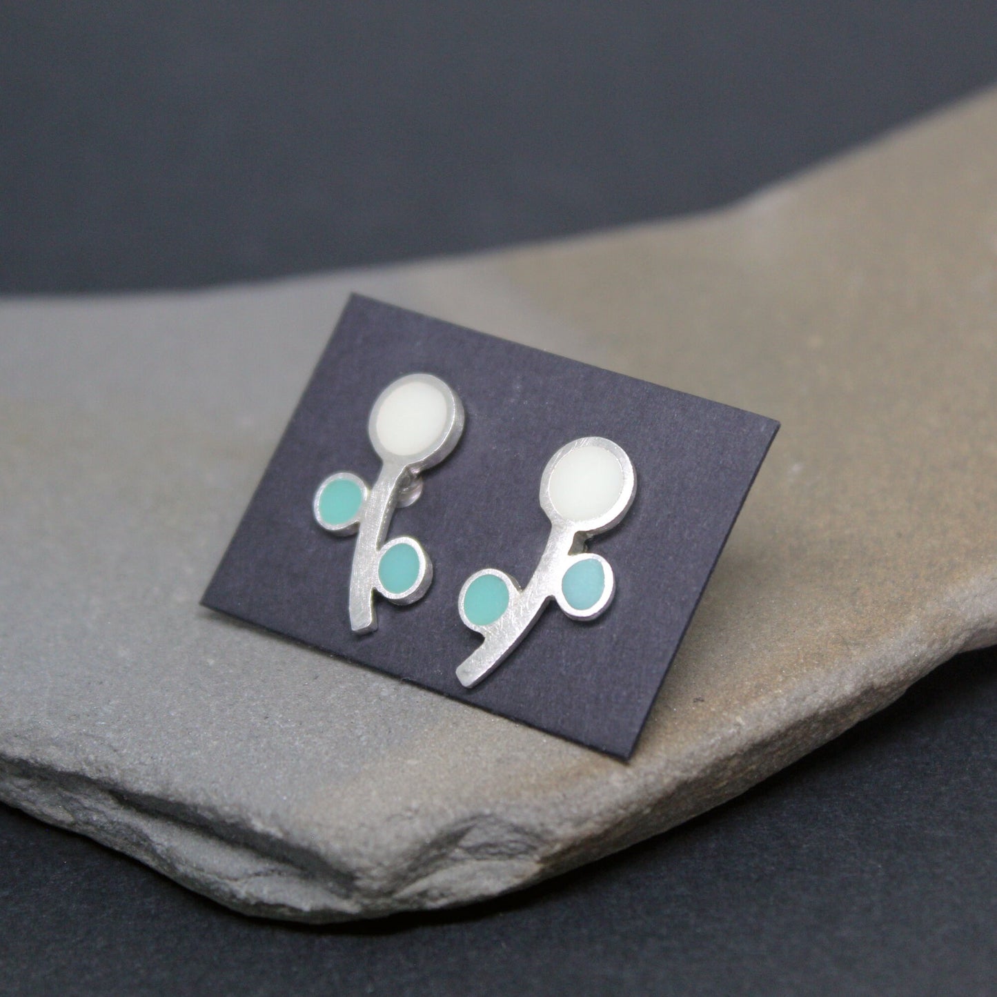 Colored flowers earrings in 925 silver