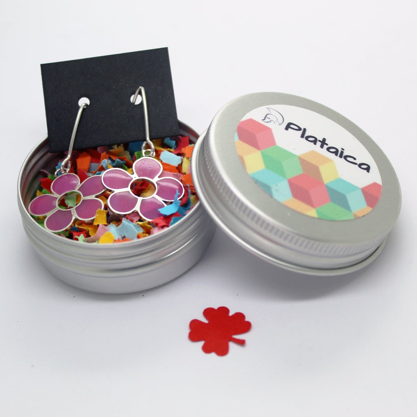 Flores lilas pendientes en plata 925