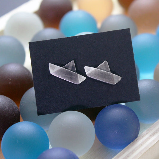 925 silver earrings paper boats
