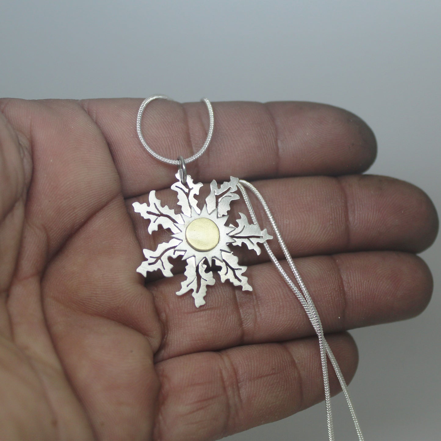 Eguzkilore pendant in 925 silver and brass