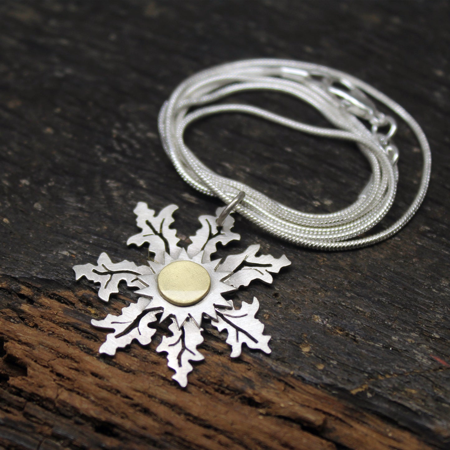 Eguzkilore pendant in 925 silver and brass