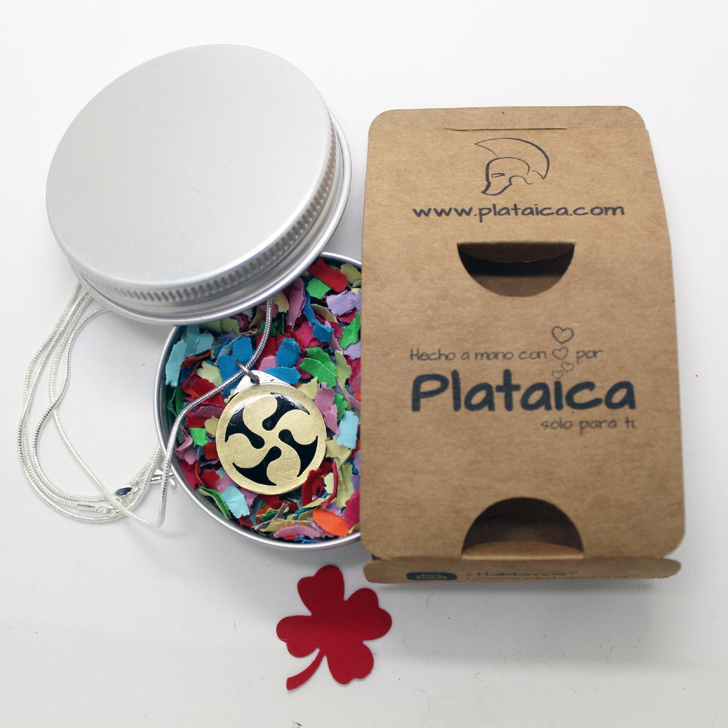 Colgante Lauburu en plata 925 y latón