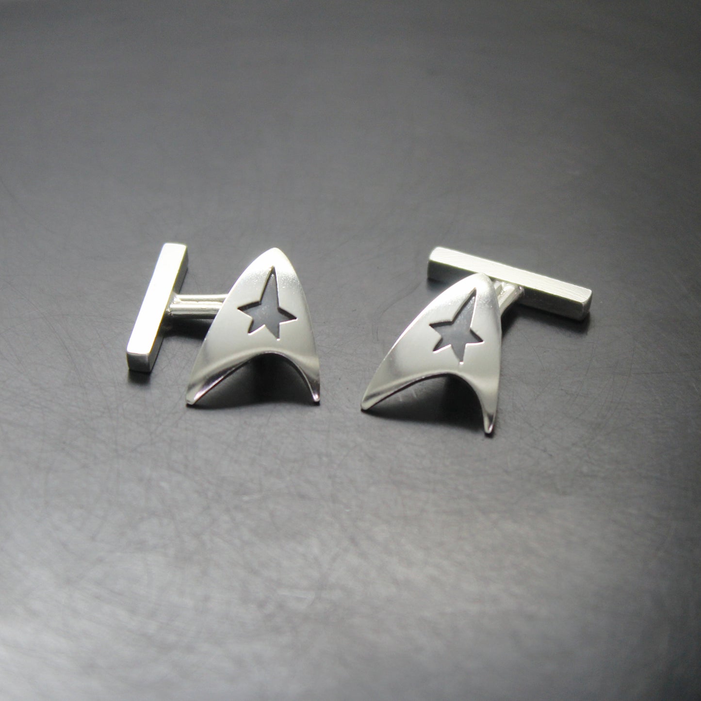 Starfleet Delta Badge, Star Trek cufflinks in 925 silver