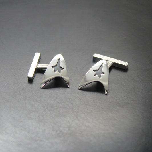 Starfleet Delta Badge, Star Trek cufflinks in 925 silver