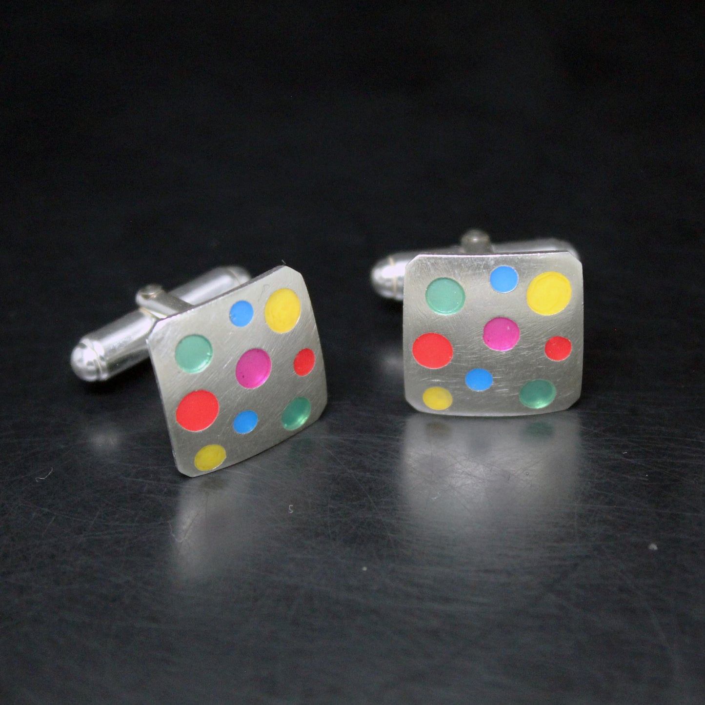 Cufflinks with colors in 925 silver