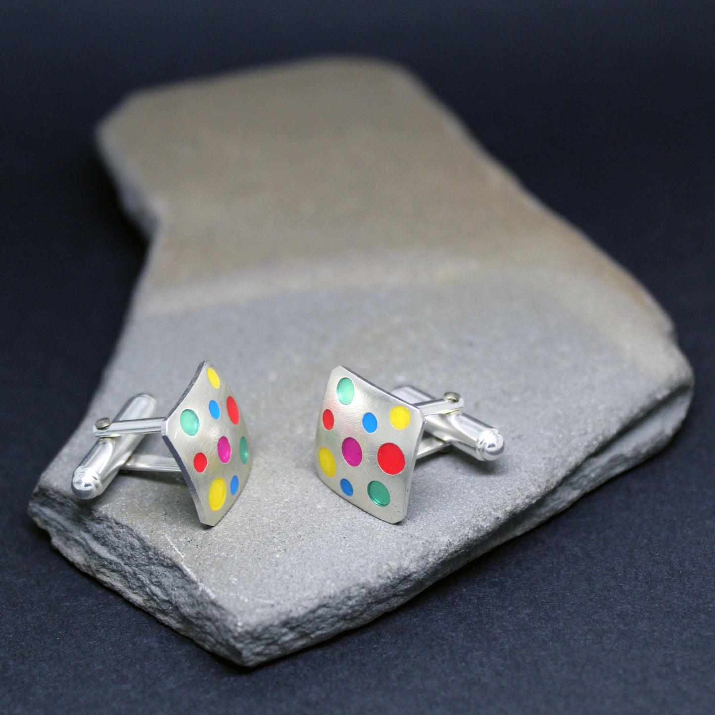 Cufflinks with colors in 925 silver