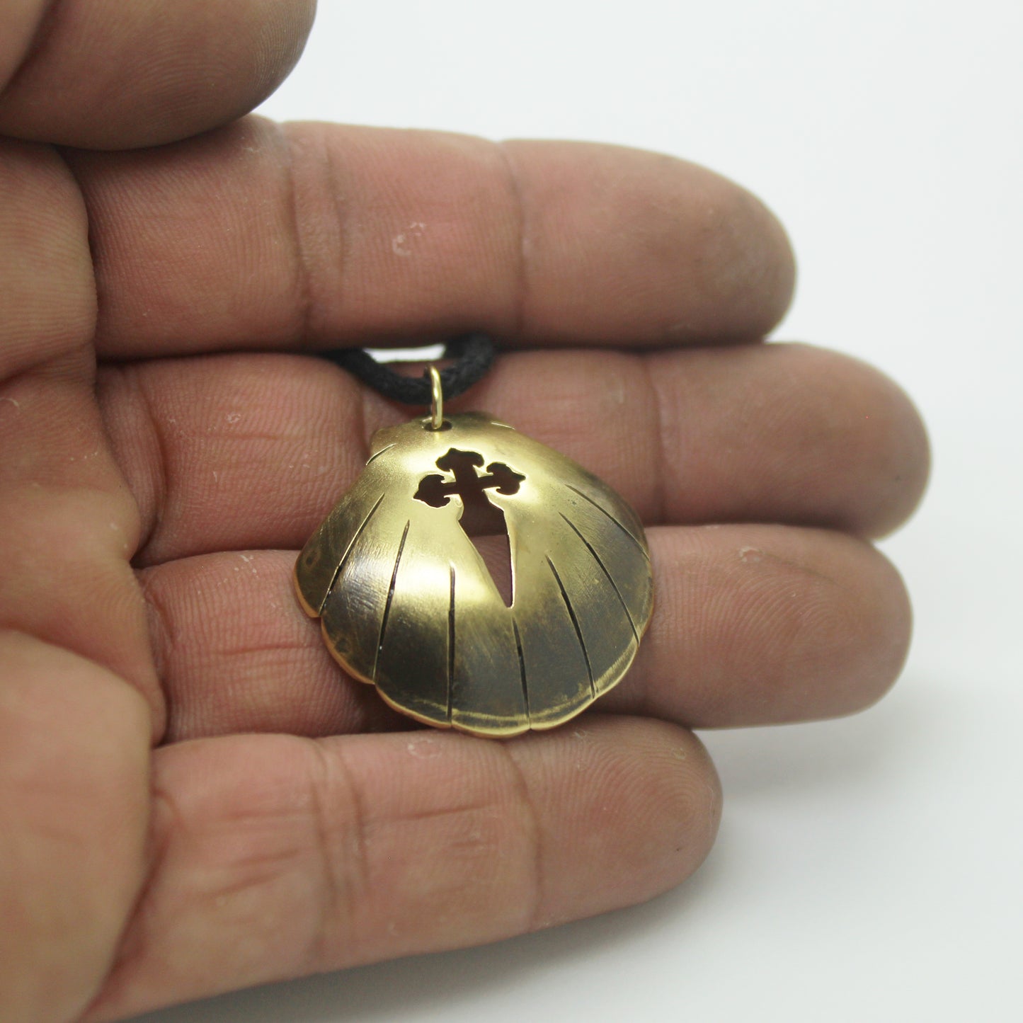 Shell of the Camino de Santiago with Cross of Santiago, brass pendant