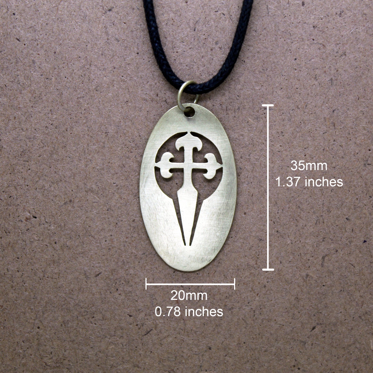 Oval medal with Cross of Santiago, brass pendant