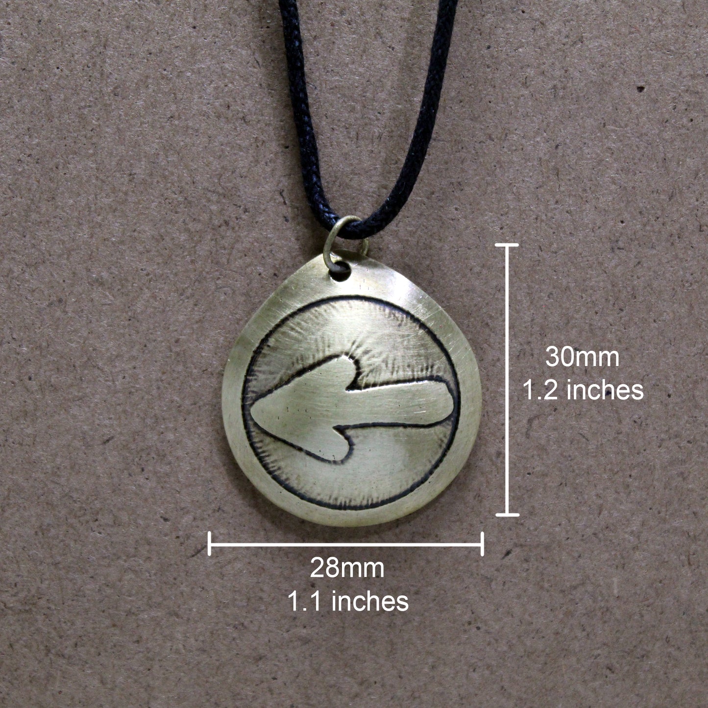 Arrow of the Camino de Santiago, brass pendant