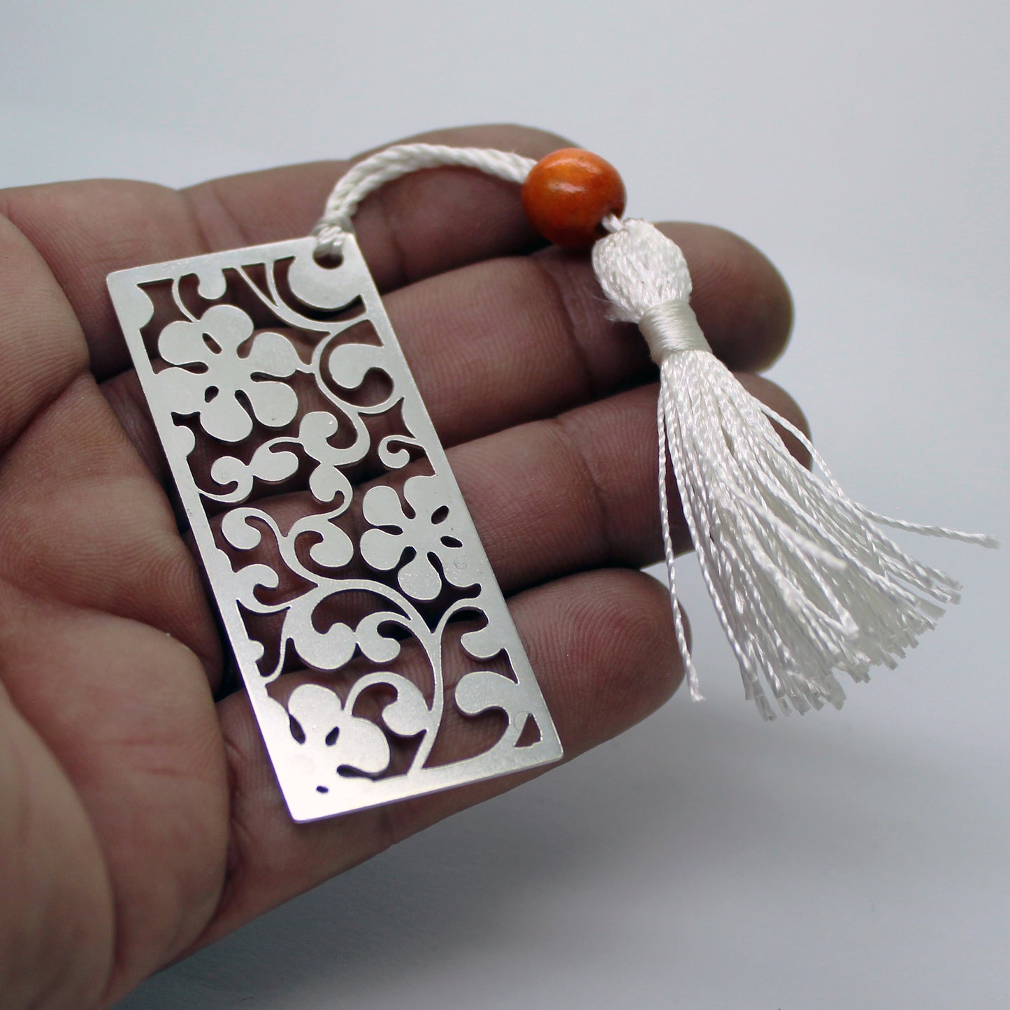 925 silver bookmark with floral motifs