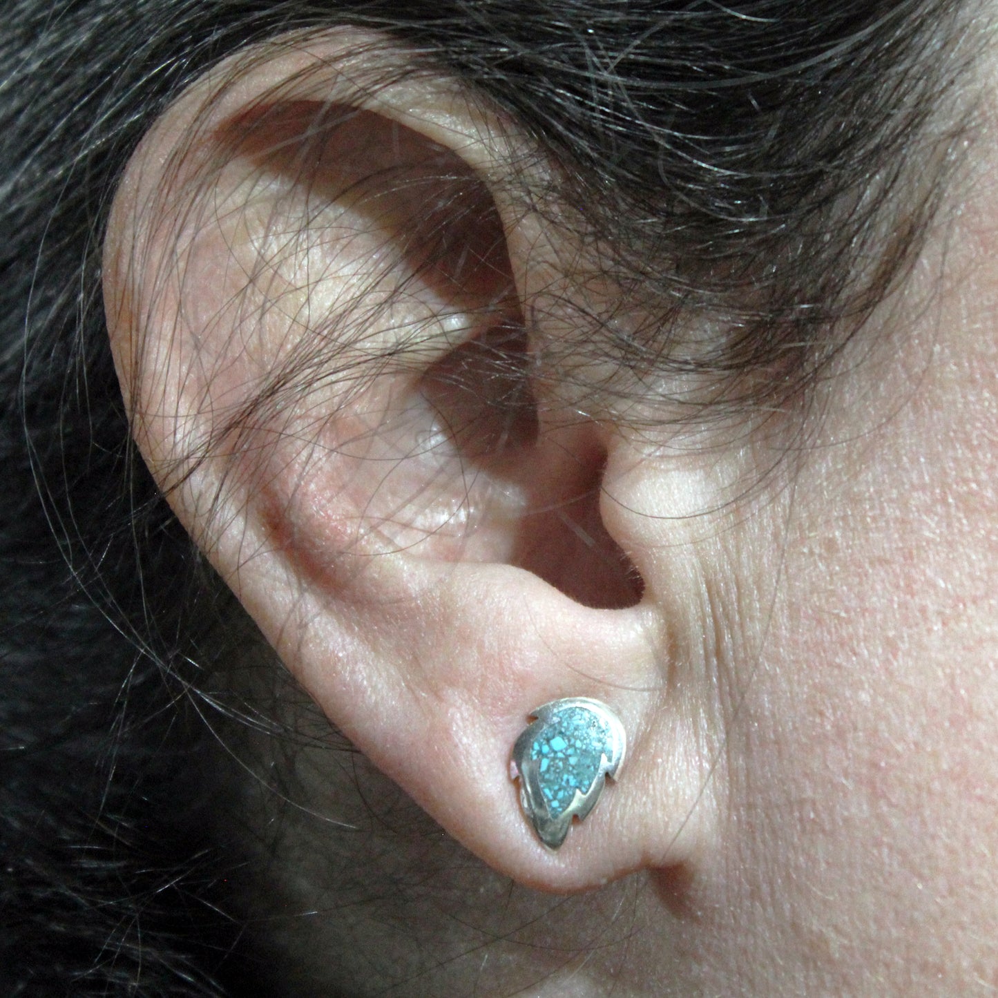Pendientes hojas de turquesa y plata 925