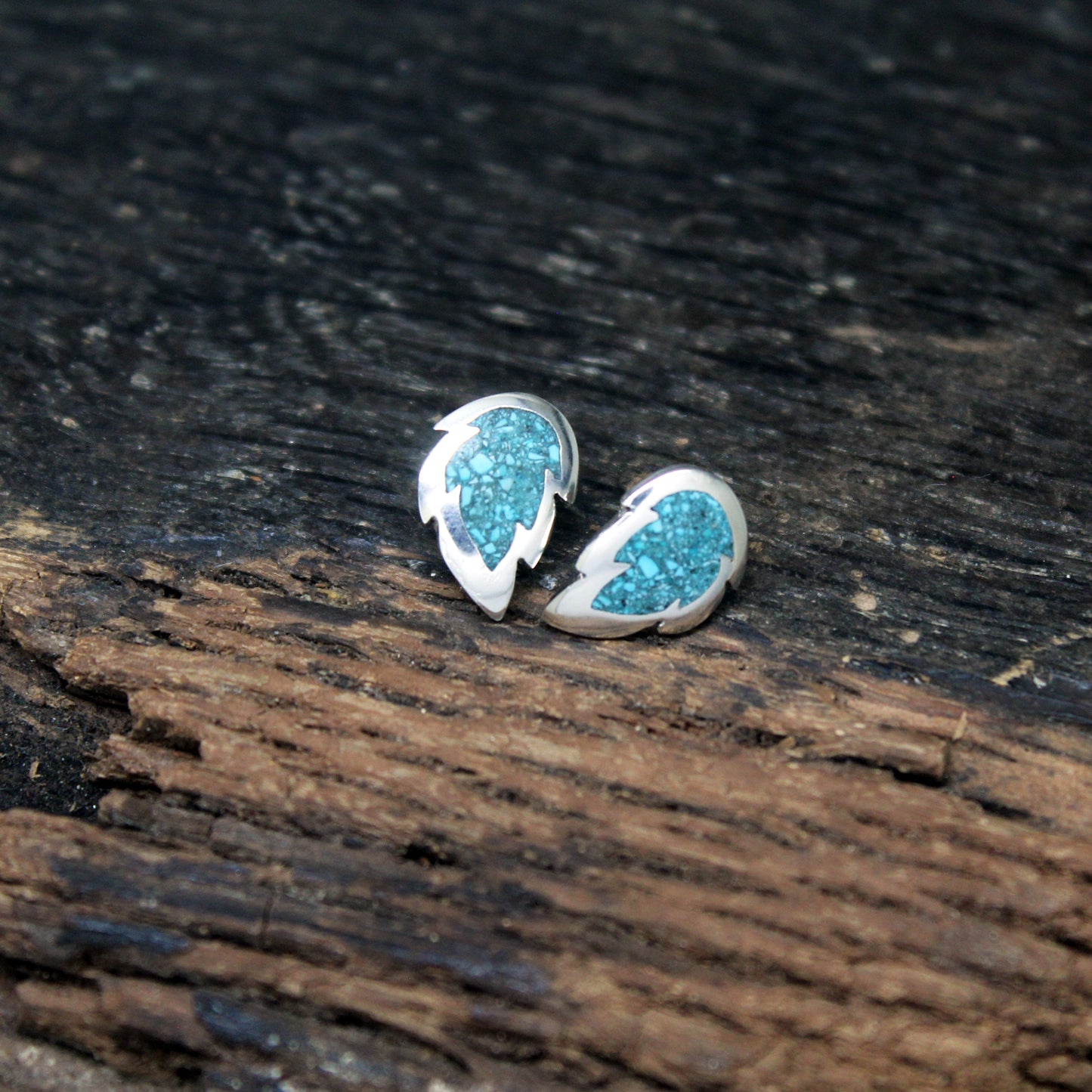 Pendientes hojas de turquesa y plata 925