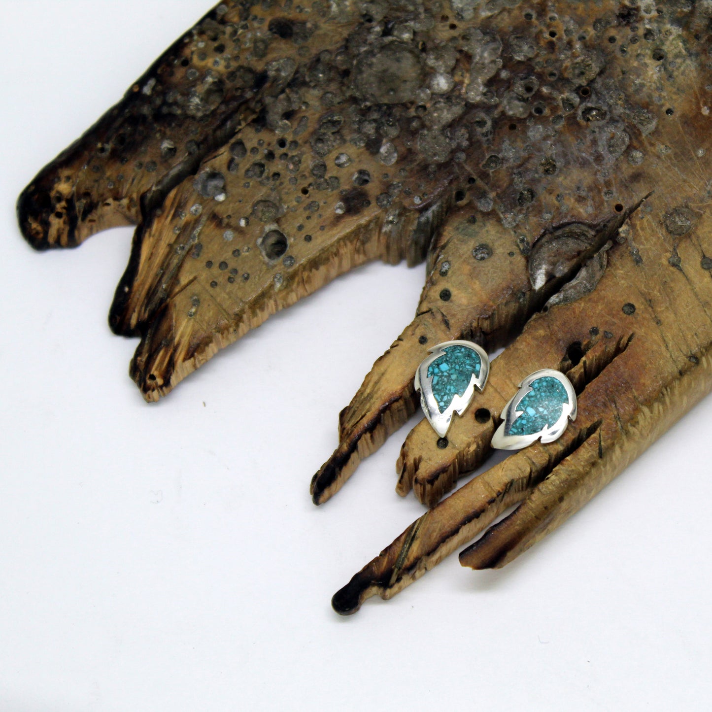Pendientes hojas de turquesa y plata 925