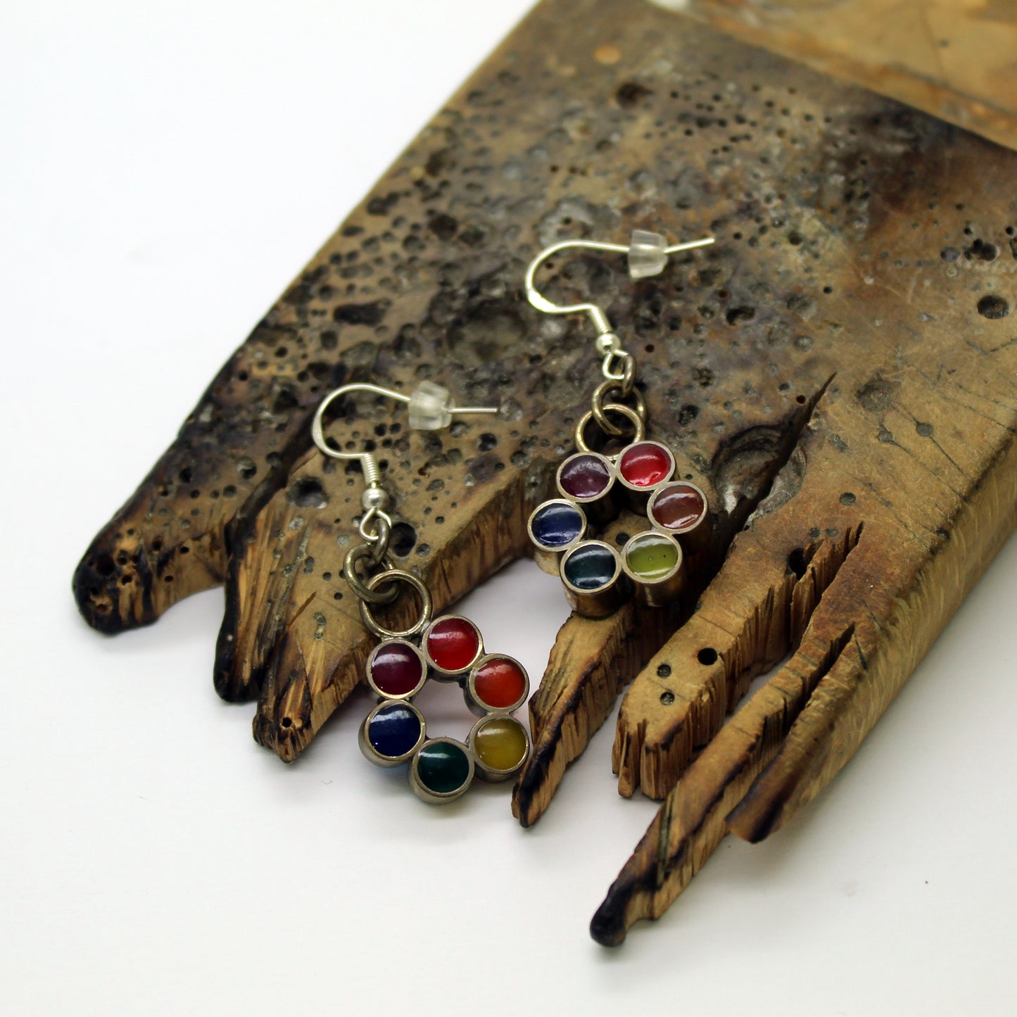 Pendientes "Grafito Multicolor" de latón y plata 925