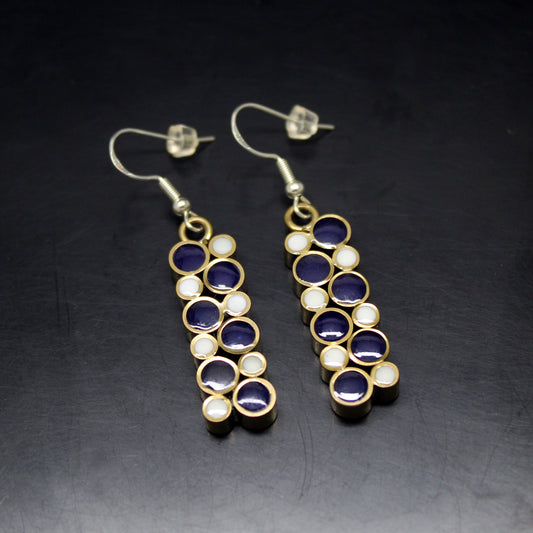 Pendientes "Olas de Medianoche" de latón y plata 925