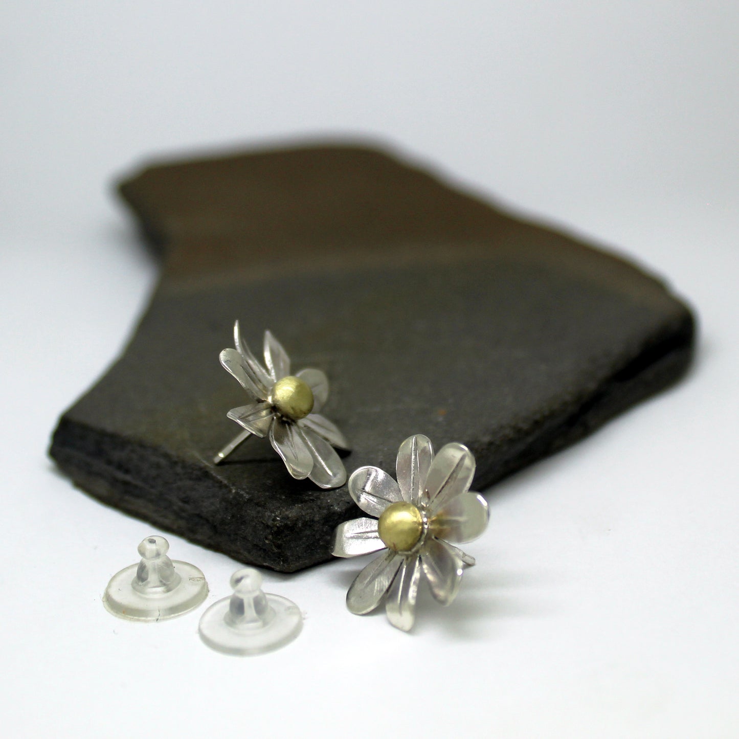 Pendientes Margaritas de plata 925 y latón