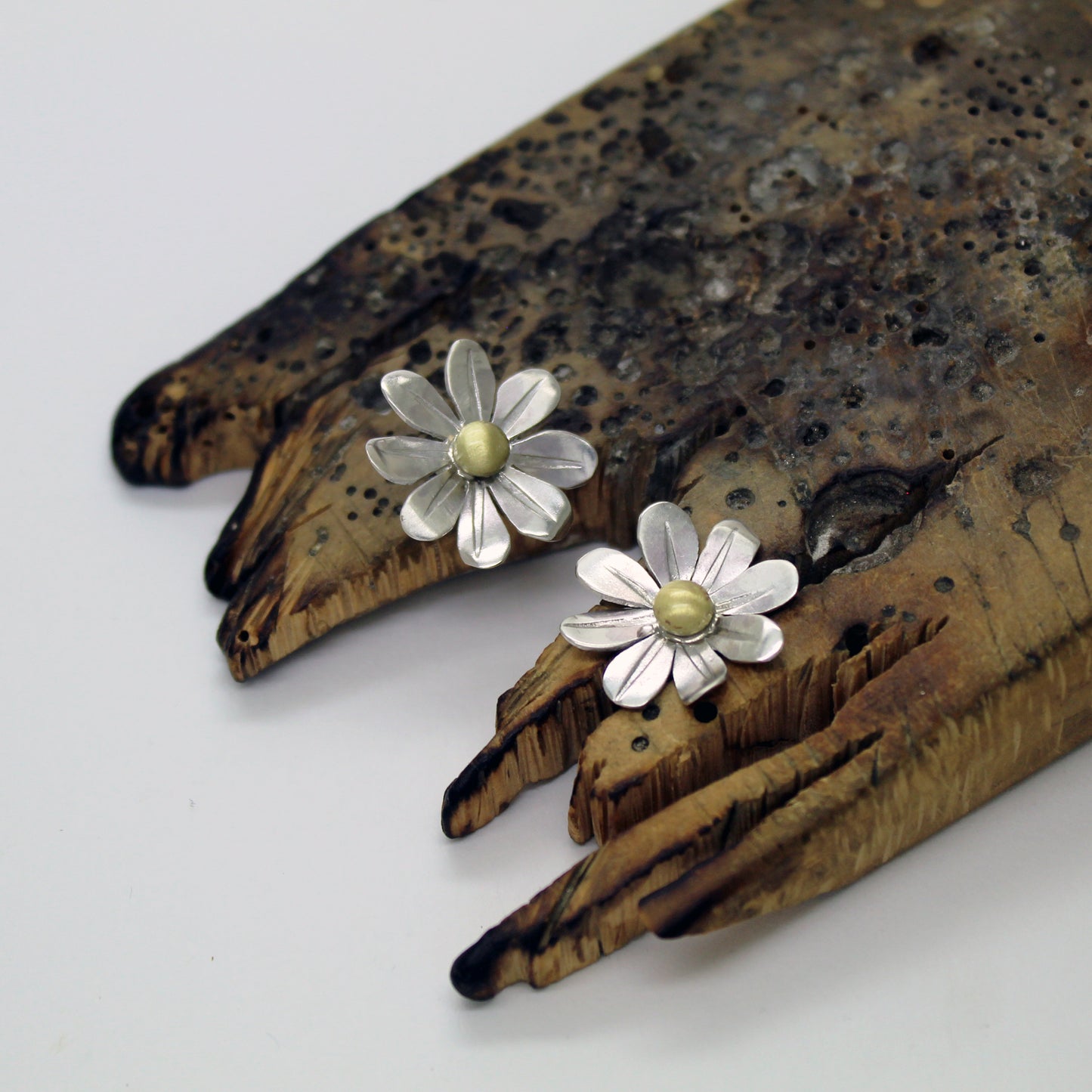 Pendientes Margaritas de plata 925 y latón