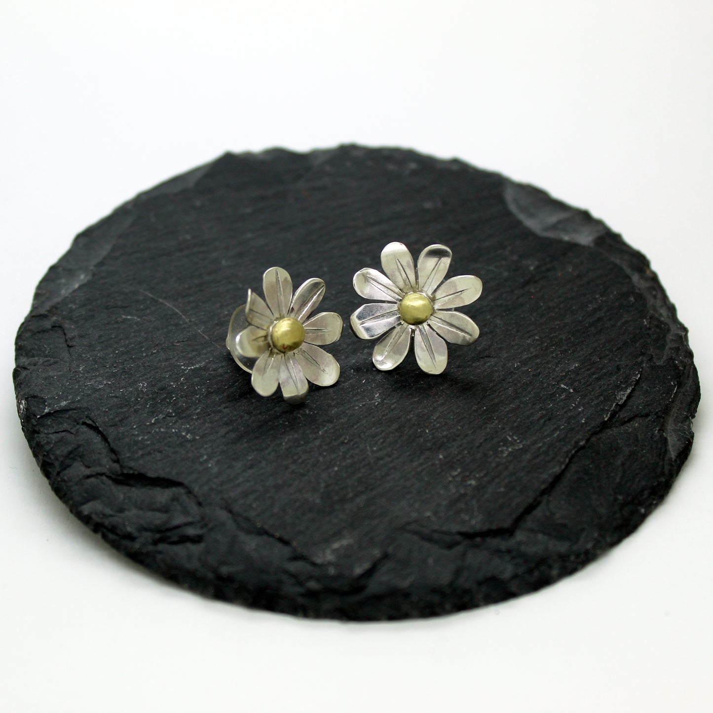 Pendientes Margaritas de plata 925 y latón