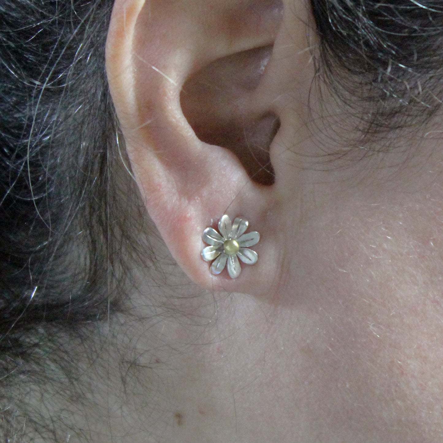 Pendientes Mini Margaritas de plata 925 y latón