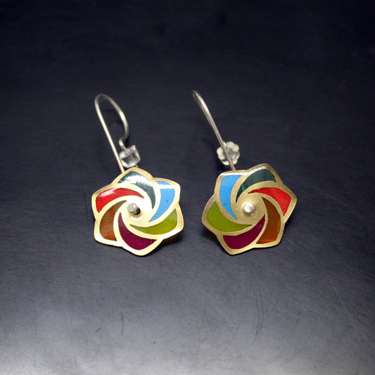Pendientes Molinillo Multicolor en Latón y Plata 925