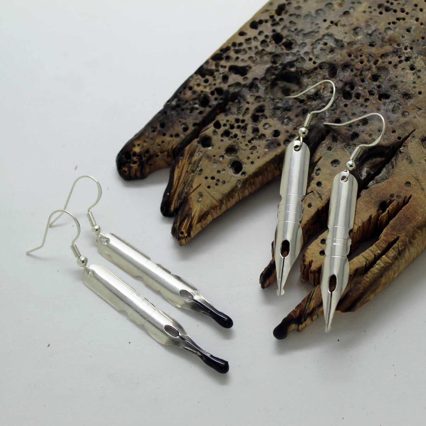 Pendientes Plumillas caligráficas en plata 925