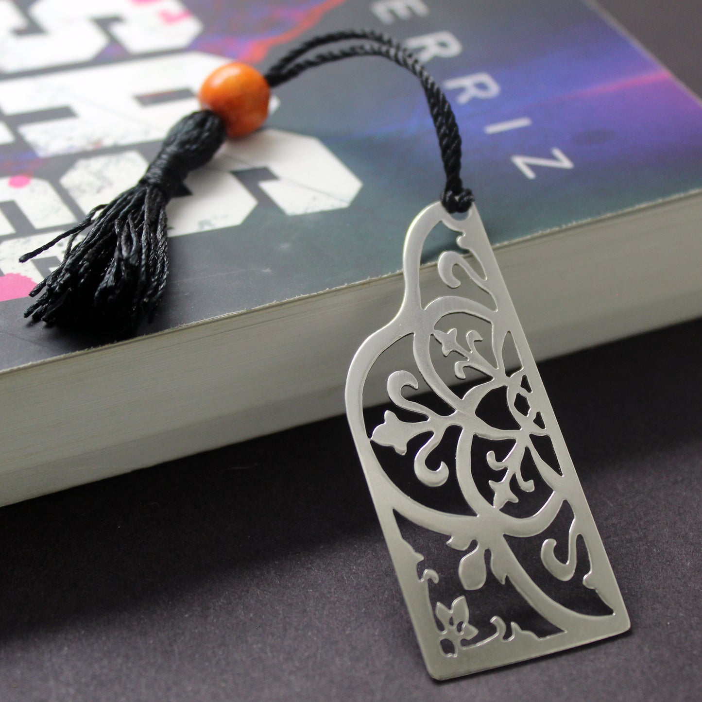 925 silver bookmark with tile openwork