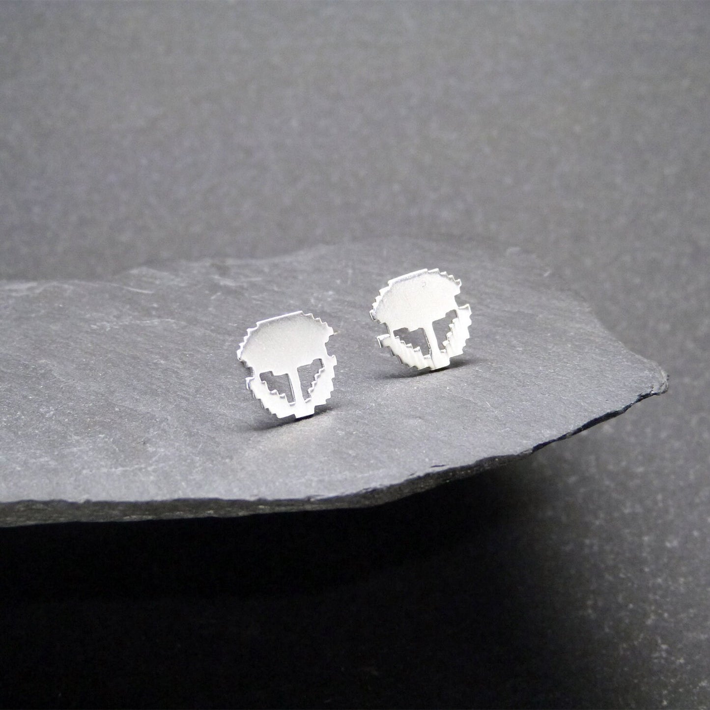 925 silver 8-bit fire flower earrings