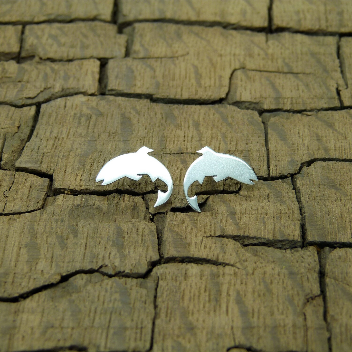Small 925 silver trout earrings
