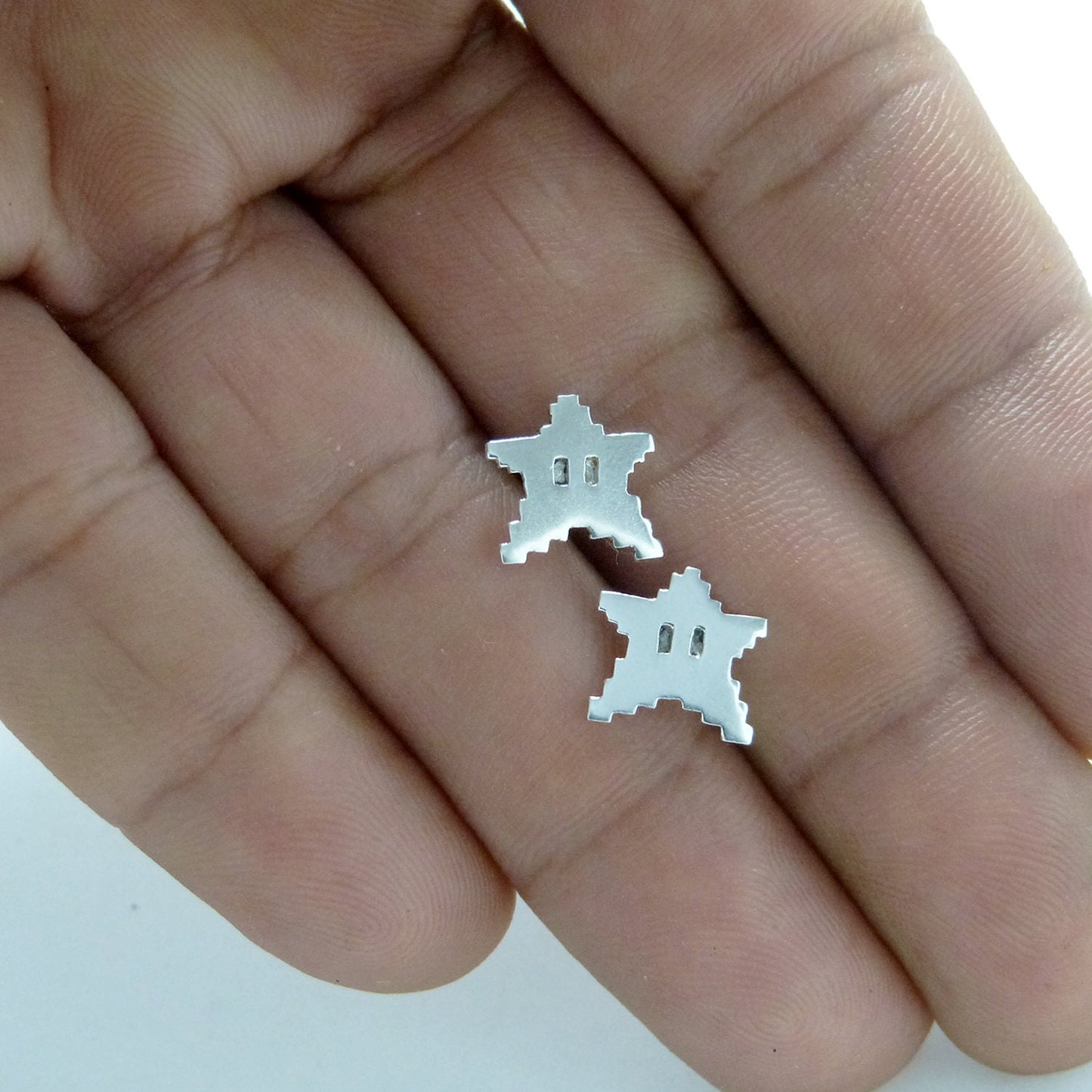 Pendientes 8bits Estrellas de plata 925