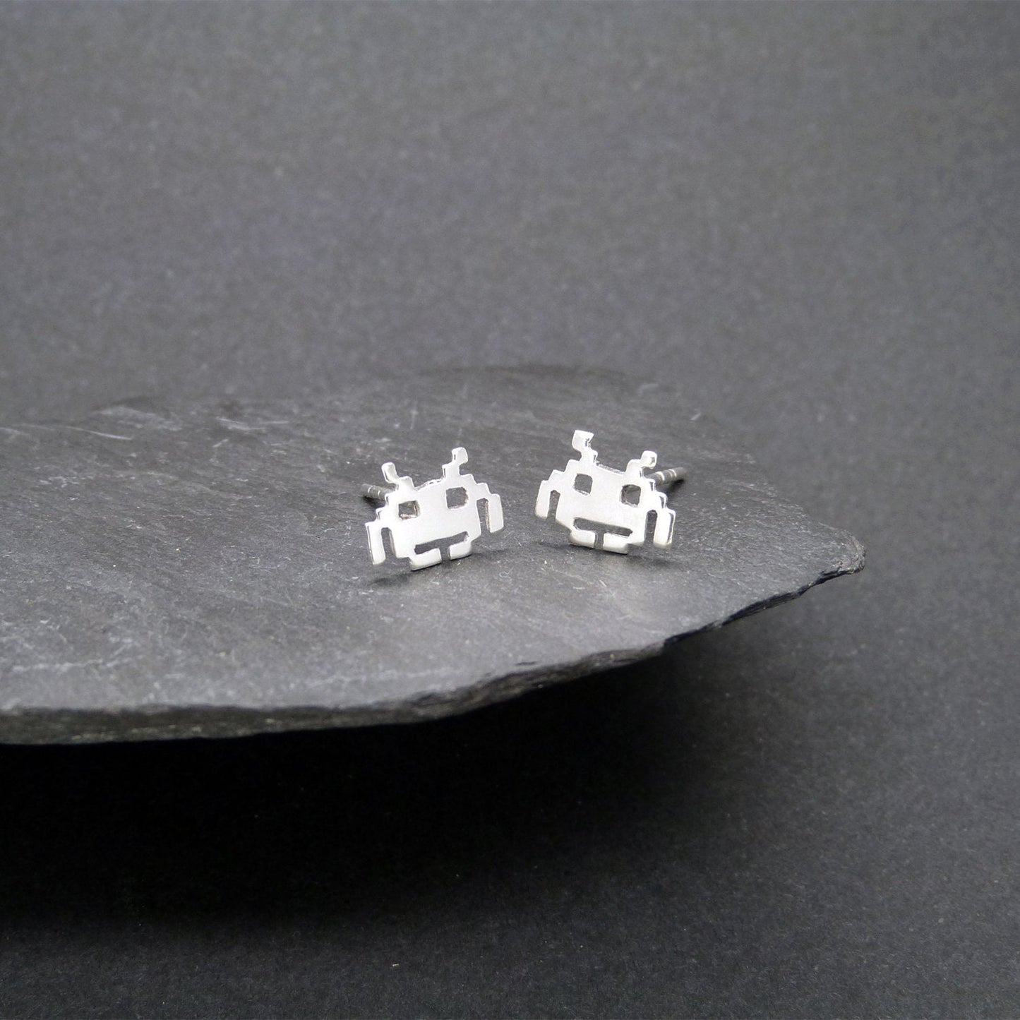 Space Invaders Aliens 8 bit 925 silver earrings