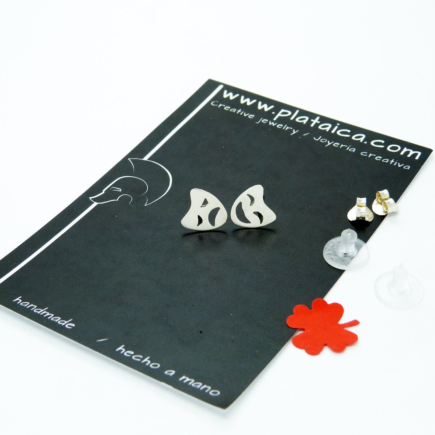 925 silver Masks of Tragedy earrings