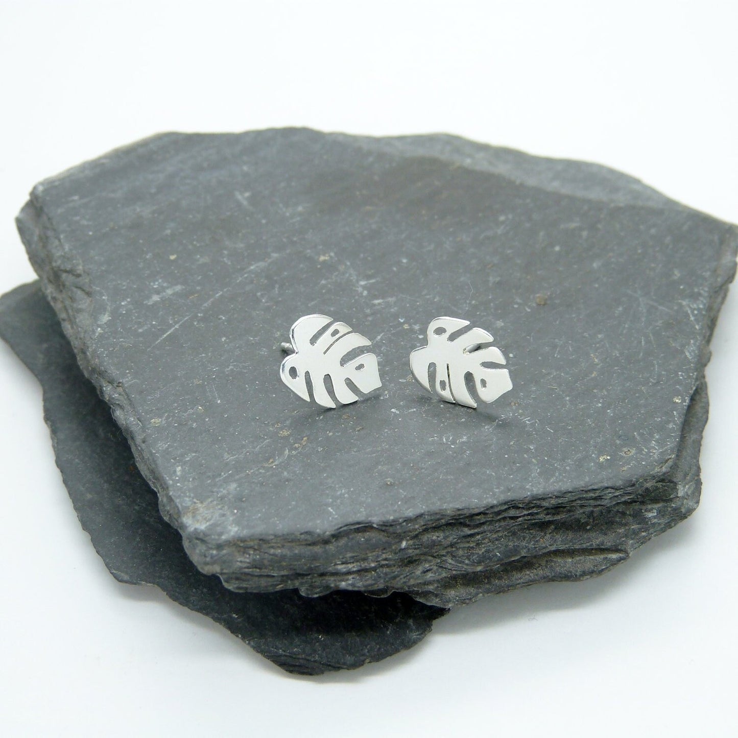 Monstera Deliciosa or Adam's Rib Leaves Earrings in 925 silver