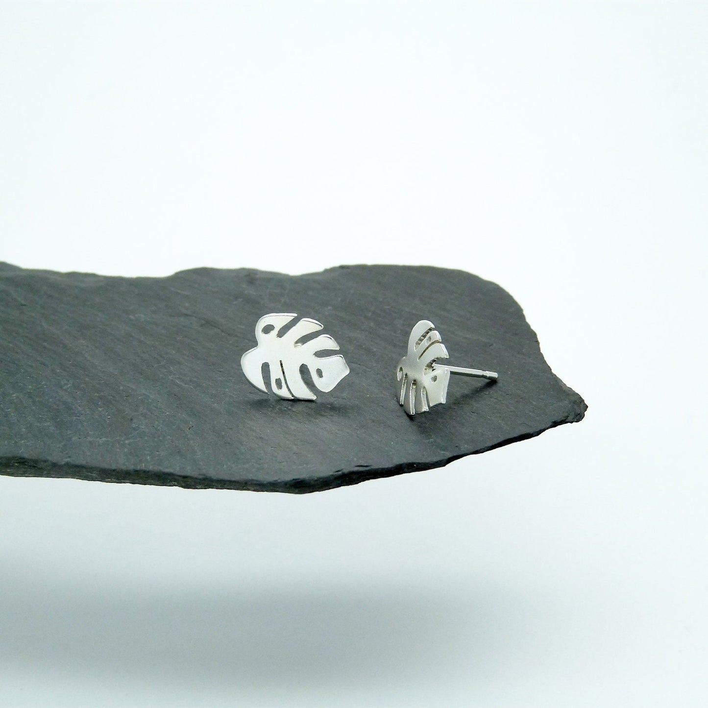 Monstera Deliciosa or Adam's Rib Leaves Earrings in 925 silver