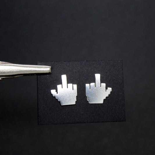 Middle finger comb 8 bits 925 silver earrings