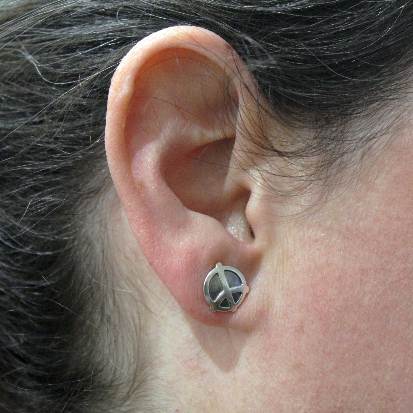 Peace symbol 925 silver earrings