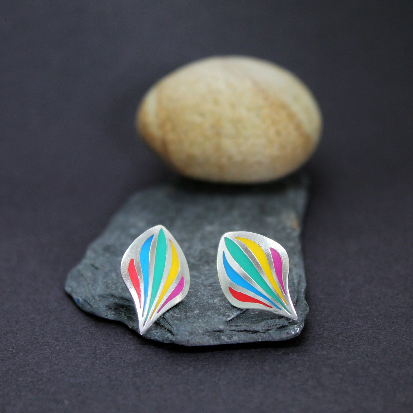 Colored flames earrings in 925 silver