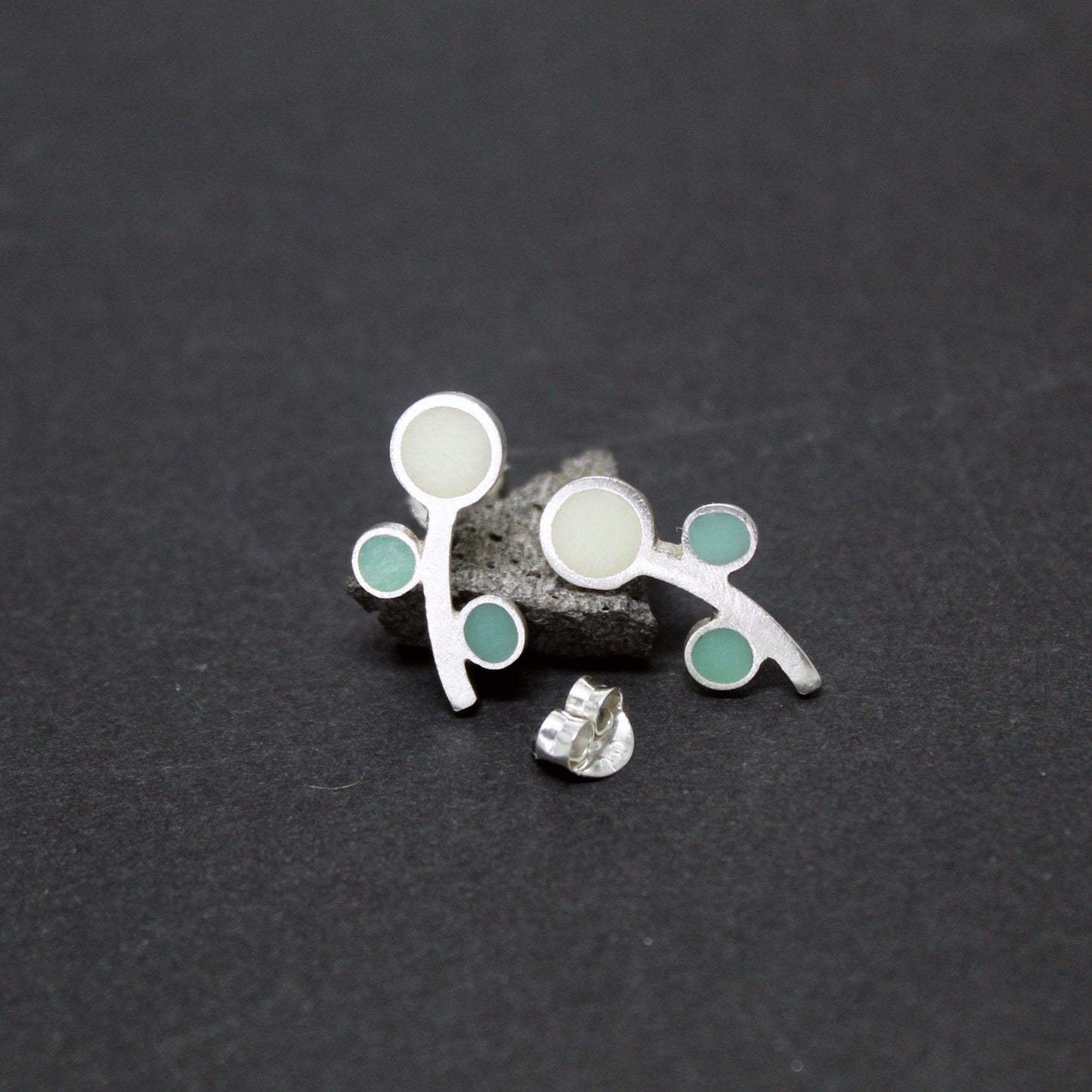 Colored flowers earrings in 925 silver
