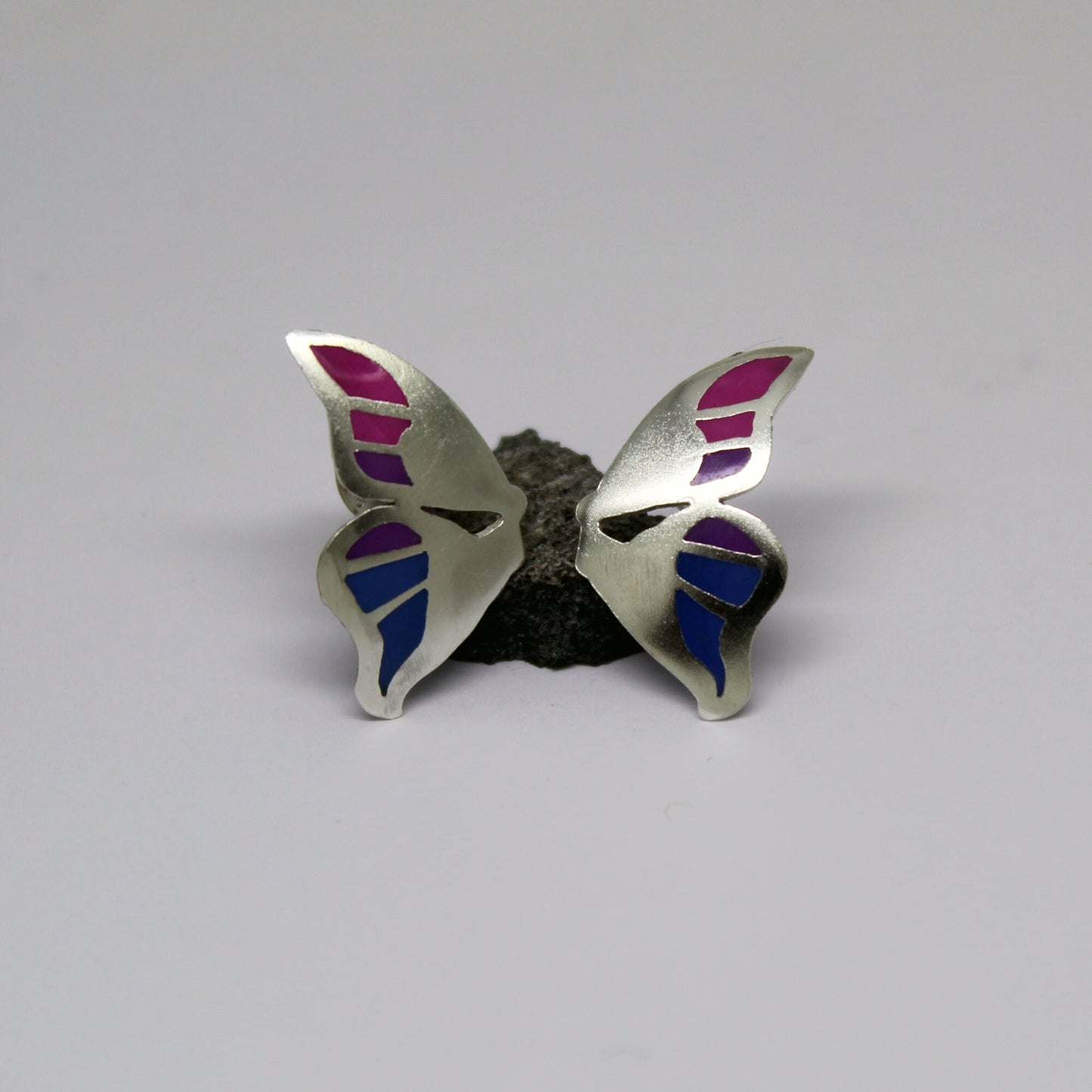 Purple and blue butterfly earrings in 925 silver