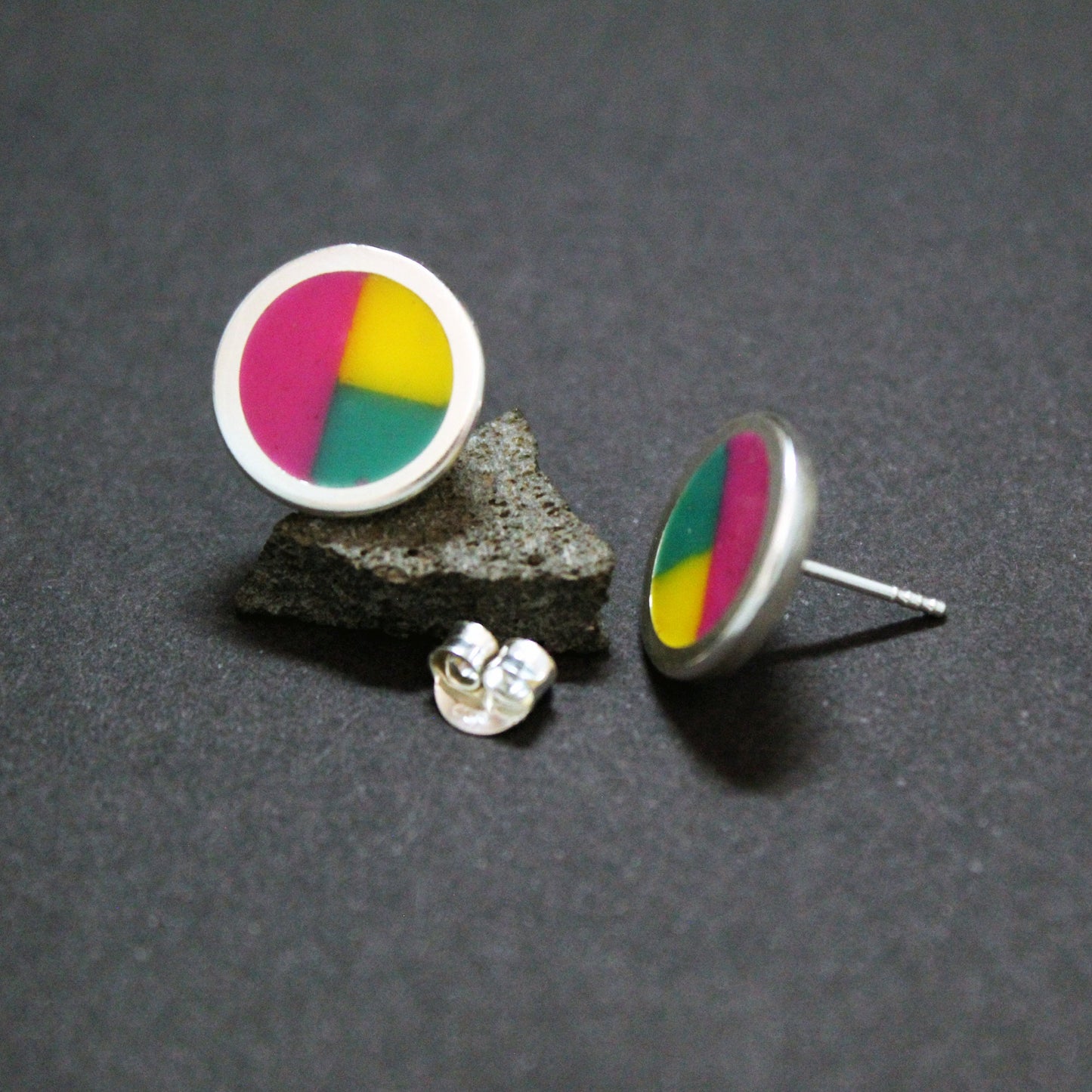 Mark Rothko inspired colored earrings in 925 silver