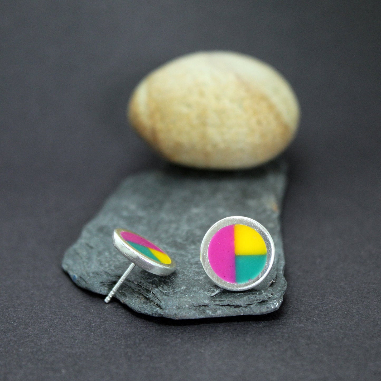 Mark Rothko inspired colored earrings in 925 silver