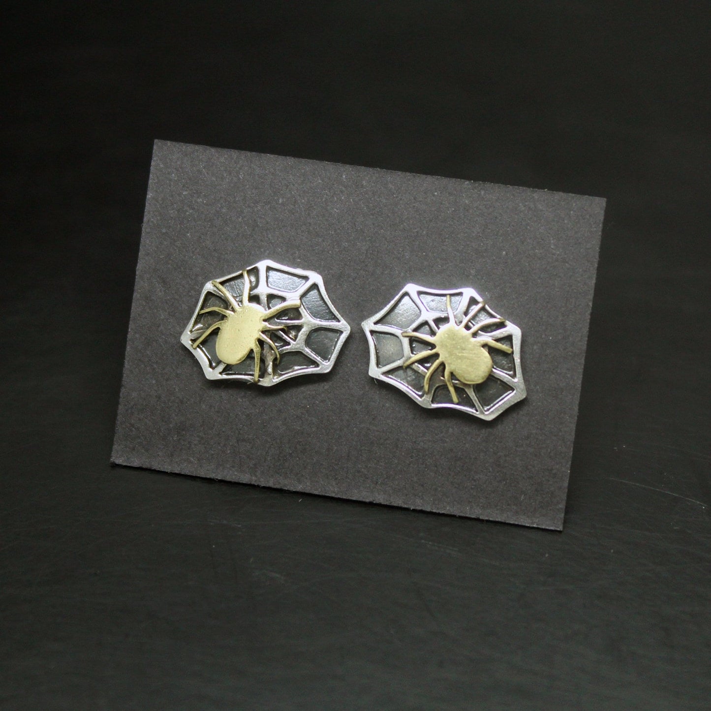 Telarañas con arañas pendientes en plata 925 y latón